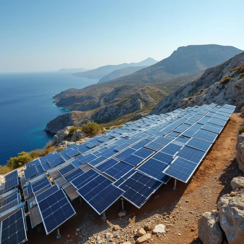 Ηλιακό πάρκο στην Ελλάδα με θέα στη θάλασσα